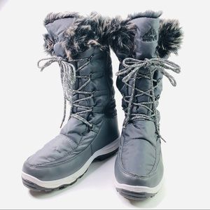 3M Thinsulate MAINE-3 Grey Size US 9.5 Fleece Fur Boots Front Lace up side Zip